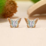 925 Sterling Silver Earrings with Enamel and Pavé Set CZ, 7x10mm, White Gold Plated for Women