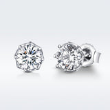 925 Sterling Silver Plated Platinum 0.6cm CZ Earrings