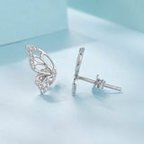 925 Sterling Silver White Gold Plated Pavé Set CZ Earrings - Small Size