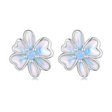 925 Sterling Silver Opal Nanometer Stone Enamel Earrings for Women