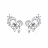 925 Sterling Silver Earrings with Pavé Setting CZ in White Gold