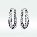 925 Sterling Silver Earrings 2.3*0.4cm Oxidized Silver for Women