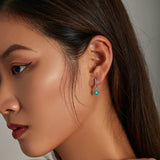 S925 Sterling Silver Turquoise Earrings - 2.1*0.7cm for Women