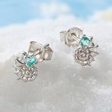 925 Sterling Silver Earrings with Transparent Glass and White Gold Plating for Women