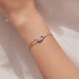 925 Sterling Silver Moissanite Bracelet with Pavé Setting 15+6cm for Women