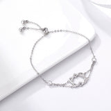 925 Sterling Silver Heart Shaped Bracelet 22CM for Women