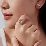 925 Sterling Silver + Plated White Gold Horse Ring