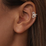 925 Sterling Silver Earrings with White Gold Plating, 0.9x1.2cm for Women