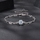 925 Sterling Silver Plated White Gold Moissanite Bracelet 15+6cm for Women