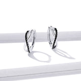 925 Sterling Silver Earrings 1.3*0.4cm with Pavé Setting CZ for Women