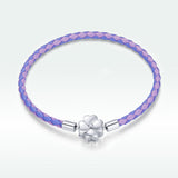 925 Sterling Silver Oxidized Silver Leather 17cm Bracelet