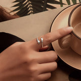 925 Sterling Silver Oxidized Pavé CZ Ring