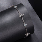 925 Sterling Silver White Gold Plated Bracelet with Moissanite, 15+6cm, for Women