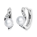 925 Sterling Silver Earrings with Quality Shell Pearl and Oxidized Silver for Women