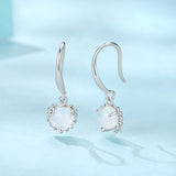 925 Sterling Silver White Gold Plated Natural Moonstone 2.0x0.7cm Earrings for Women