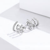 S925 Sterling Silver Platinum Plated Pavé Setting CZ Earrings