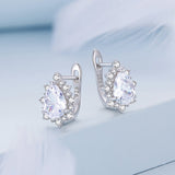925 Sterling Silver Platinum Plated CZ Pavé Setting Earrings