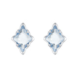 925 Sterling Silver Earrings with Transparent Glass and White Gold Plating