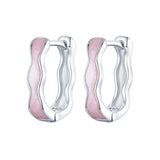 925 Sterling Silver Earrings with Enamel in White Gold Finish - 13*3mm for Women