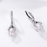 925 Sterling Silver Oxidized Silver Freshwater Pearl Earrings