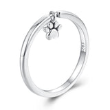 925 Sterling Silver Oxidized Round Paw Print Ring Size 6.0 for Women