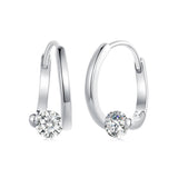 925 Sterling Silver Earrings with Pavé Setting CZ, Platinum Plated, 15x7mm for Women