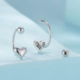 925 Sterling Silver Earrings with White Gold Plating, 1.3x0.58cm for Women