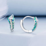 925 Sterling Silver Enamel Oxidized Earrings with Pavé Setting for Women