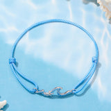 925 Sterling Silver Adjustable White Gold Bracelet with CZ Pendants for Women