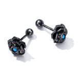 925 Sterling Silver Earrings with Turquoise and Black Gold Finish