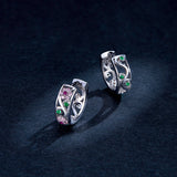 925 Sterling Silver Earrings with Pavé Setting CZ, 1.2*0.5cm, for Women
