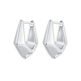 925 Sterling Silver White Gold Plated Earrings 14x6.5mm for Women
