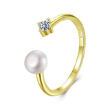 925 Sterling Silver Moissanite Quality Shell Pearl Ring for Women - Size E