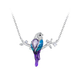 925 Sterling Silver Plated Platinum Pendant Necklace with Enamel and CZ for Women