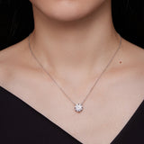 925 Sterling Silver Moissanite 1.0 Carat Necklace with Pavé Setting for Women