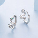 925 Sterling Silver Hoop Earrings with White Gold Plating and CZ Stones
