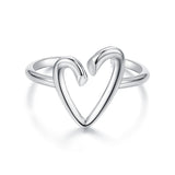 925 Sterling Silver Oxidized Silver Heart Ring for Women