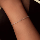 925 Sterling Silver Plated White Gold Adjustable Bracelet for Women