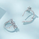 925 Sterling Silver Earrings with Pavé Setting CZ, Oxidized Finish, 1.3cm for Women