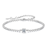 925 Sterling Silver Moissanite Bracelet 15+6cm with White Gold Plating for Women