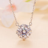 925 Sterling Silver Moissanite 1.0 Carat Necklace with Pavé Setting for Women