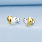 925 Sterling Silver & Plated Gold Earrings for Women - 0.5*0.6cm