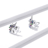 925 Sterling Silver Earrings with Pavé Setting CZ, Oxidized, 1.4x0.9cm for Women