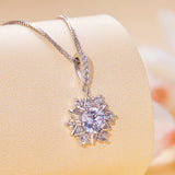 925 Sterling Silver Moissanite Necklace with Pavé Setting, 45cm, Platinum Plated, Women
