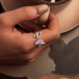 925 Sterling Silver Ring with Pavé Setting CZ, White Gold Plated, 1.7mm Width, for Women