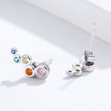 925 Sterling Silver Earrings with Pavé Setting CZ, 0.5x1.2 cm for Women
