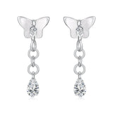 925 Sterling Silver & Brass Earrings with White Gold Plating, 2.0x0.8cm for Women