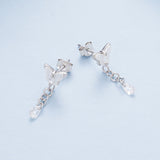 925 Sterling Silver & Brass Earrings with White Gold Plating, 2.0x0.8cm for Women