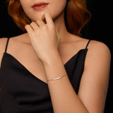 925 Sterling Silver Moissanite Bracelet for Women, Plated White Gold, 15+6cm