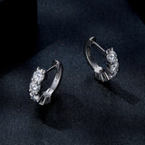 S925 Sterling Silver Moissanite Earrings, 1.3cm, Platinum Plated, for Women